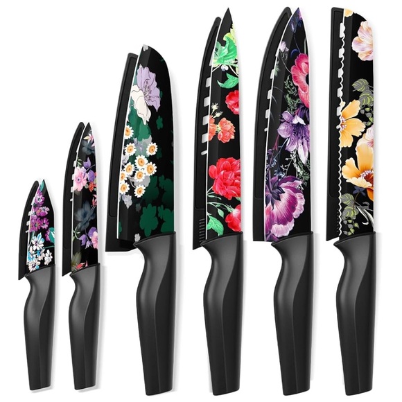 Astercook Other - 👨‍🍳”ASTERCOOK KNIFE SET” 12 PIECE FLOWER KITCHEN KNIFE SET & BLADE GUARDS❗️